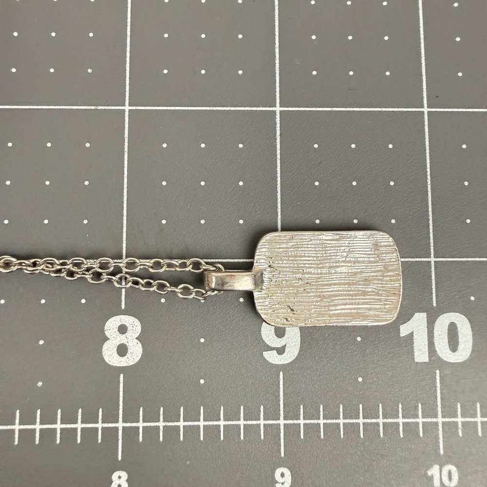 Marlyn Schiff Silver Tone Necklace Crystal Dog Tag Pave Rectangular Pendant - Picture 5 of 5